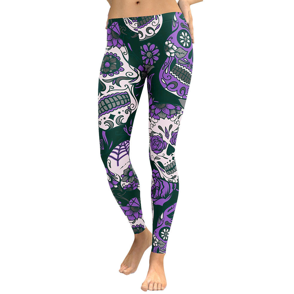 Womens Sugar Skull High Waist Leggings
