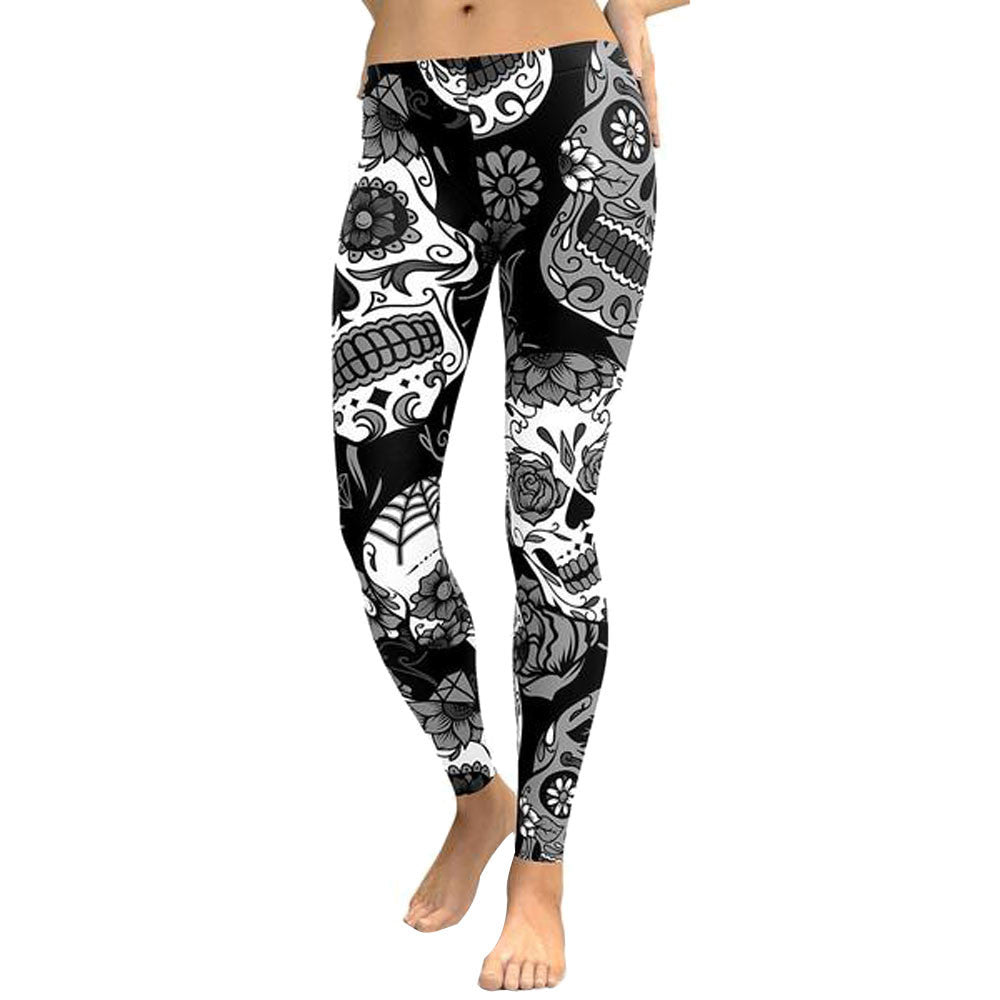 Womens Sugar Skull High Waist Leggings