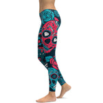 Womens Sugar Skull High Waist Leggings